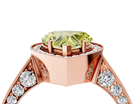 Rose gold Fancy Yellow Heart Cut Halo Diamond Engagement Ring with Split Shank Band and Four-Prong Setting_4