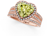 Rose gold Fancy Yellow Heart  Cut Halo Diamond Engagement Ring with Split Shank and Four-Prong Setting_21