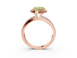Rose gold Fancy Yellow Heart  Cut Halo Diamond Engagement Ring with Split Shank and Four-Prong Setting_23