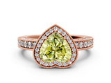 Rose gold Fancy Yellow Heart  Cut Halo Diamond Pave Band Ring with Four-Prong Setting_44