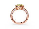Rose gold Fancy Yellow Heart  Cut Halo Diamond Pave Band Ring with Four-Prong Setting_47