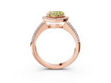 Rose gold Fancy Yellow Heart  Cut Halo Diamond Pave Band with Four-Prong Setting_40