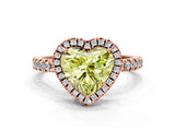 Rose gold Fancy Yellow Heart Cut Halo Diamond Pave Band with Prong Setting