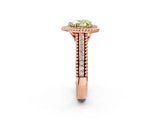 Rose gold Fancy Yellow Heart Cut Halo Diamond Ring with Beaded Split Shank and Four-Prong Setting_2