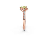 Rose gold Fancy Yellow Heart  Cut Halo Diamond Ring with Channel Set Band and Four-Prong Setting_35