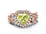 Rose gold Fancy Yellow Heart Cut Halo Diamond Ring with Milgrain and Bezel Accents on a Split Shank Band_12