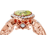 Rose gold Fancy Yellow Heart Cut Halo Diamond Ring with Milgrain and Bezel Accents on a Split Shank Band_16
