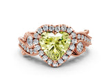 Rose gold Fancy Yellow Heart Cut Halo Diamond Ring with Milgrain and Bezel Accents on a Split Shank Band_24