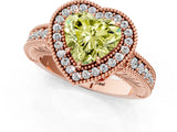 Rose gold Fancy Yellow Heart  Cut Halo Diamond Ring with Pavé Band and Four-Prong Setting_46