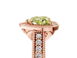 Rose gold Fancy Yellow Heart  Cut Halo Diamond Ring with Pavé Band and Four-Prong Setting_50