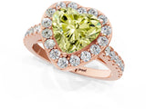 Rose gold Fancy Yellow Heart Cut Halo Diamond Ring with Pavé Band and Three-Prong Setting_1