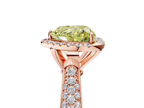 Rose gold Fancy Yellow Heart Cut Halo Diamond Ring with Pavé Band_5