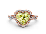 Rose gold Fancy Yellow Heart  Cut Halo Diamond Ring with Pave Band and Four-Prong Setting_22