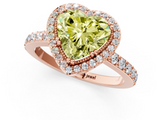Rose gold Fancy Yellow Heart  Cut Halo Diamond Ring with Pave Band and Four-Prong Setting_23