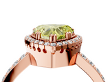 Rose gold Fancy Yellow Heart  Cut Halo Diamond Ring with Pave Band and Four-Prong Setting_26