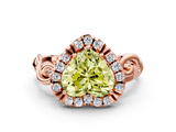 Rose gold Fancy Yellow Heart  Cut Halo Diamond Ring with Scrollwork Band and Four-Prong Setting_72