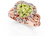 Rose gold Fancy Yellow Heart  Cut Halo Diamond Ring with Scrollwork Band and Four-Prong Setting_73