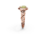 Rose gold Fancy Yellow Heart  Cut Halo Diamond Ring with Scrollwork Band and Four-Prong Setting_74