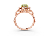 Rose gold Fancy Yellow Heart  Cut Halo Diamond Ring with Scrollwork Band and Four-Prong Setting_75