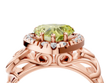 Rose gold Fancy Yellow Heart  Cut Halo Diamond Ring with Scrollwork Band and Four-Prong Setting_76