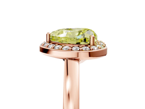 Rose gold Fancy Yellow Heart Cut Halo Diamond Ring with Solitaire Band and Prong Setting_5