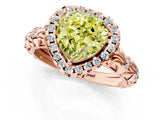 Rose gold Fancy Yellow Heart Cut Halo Diamond Solitaire with Filigree Band and Four-Prong Setting_1