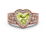 Rose gold Fancy Yellow Heart Cut Halo Diamond Split Shank Ring with Prong Setting_12