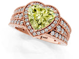 Rose gold Fancy Yellow Heart Cut Halo Diamond Split Shank Ring with Prong Setting_13