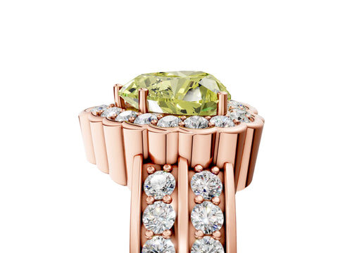 Rose gold Fancy Yellow Heart Cut Halo Diamond Split Shank Ring with Scalloped Prong Setting_5