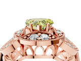 Rose gold Fancy Yellow Heart Cut Halo Milgrain Diamond Engagement Ring with Leaf Band and Four-Prong Setting_4