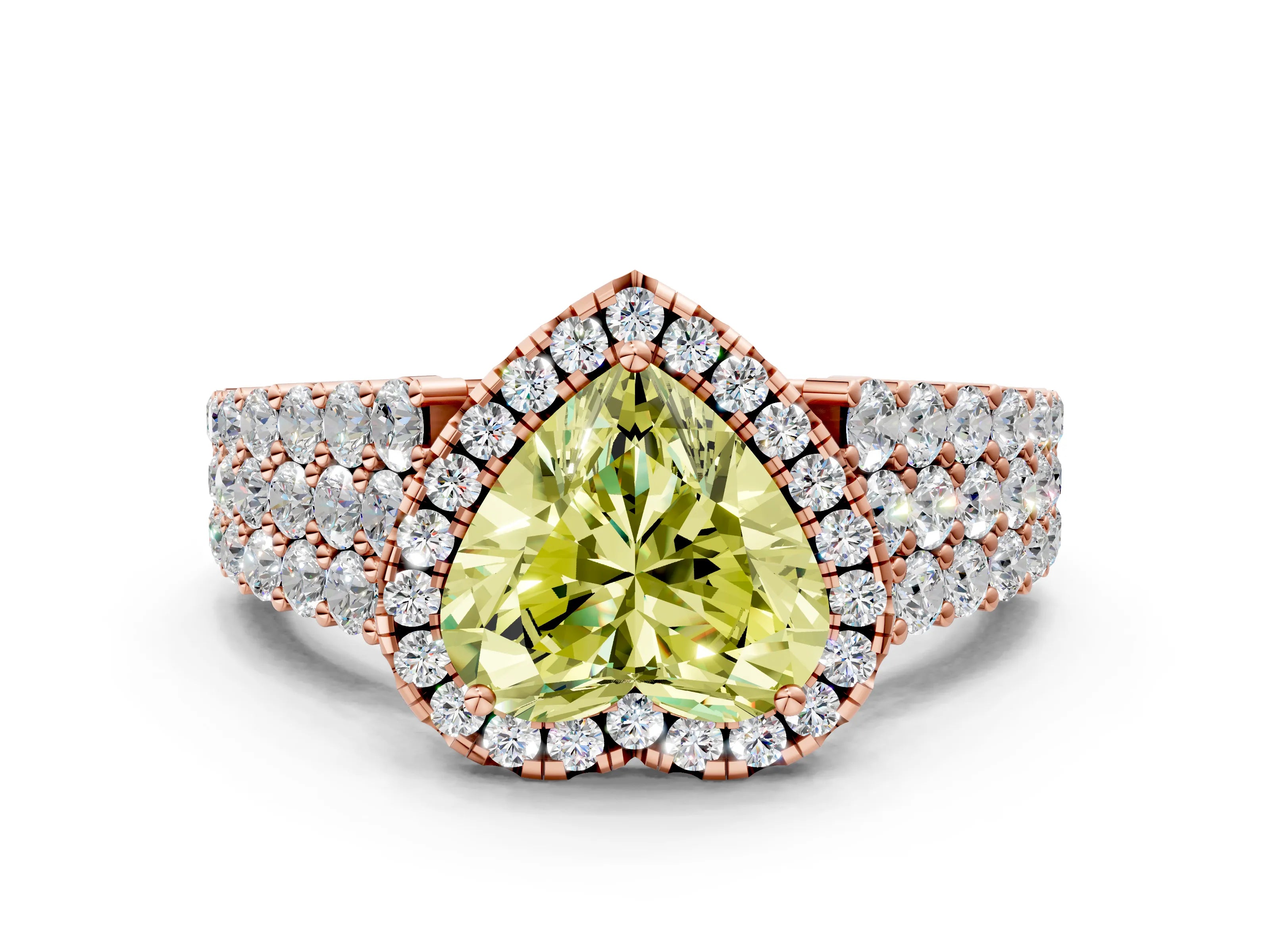 Rose gold Fancy Yellow Heart Cut Halo Pavé Diamond Engagement Ring with Split Shank and Four-Prong Setting_3