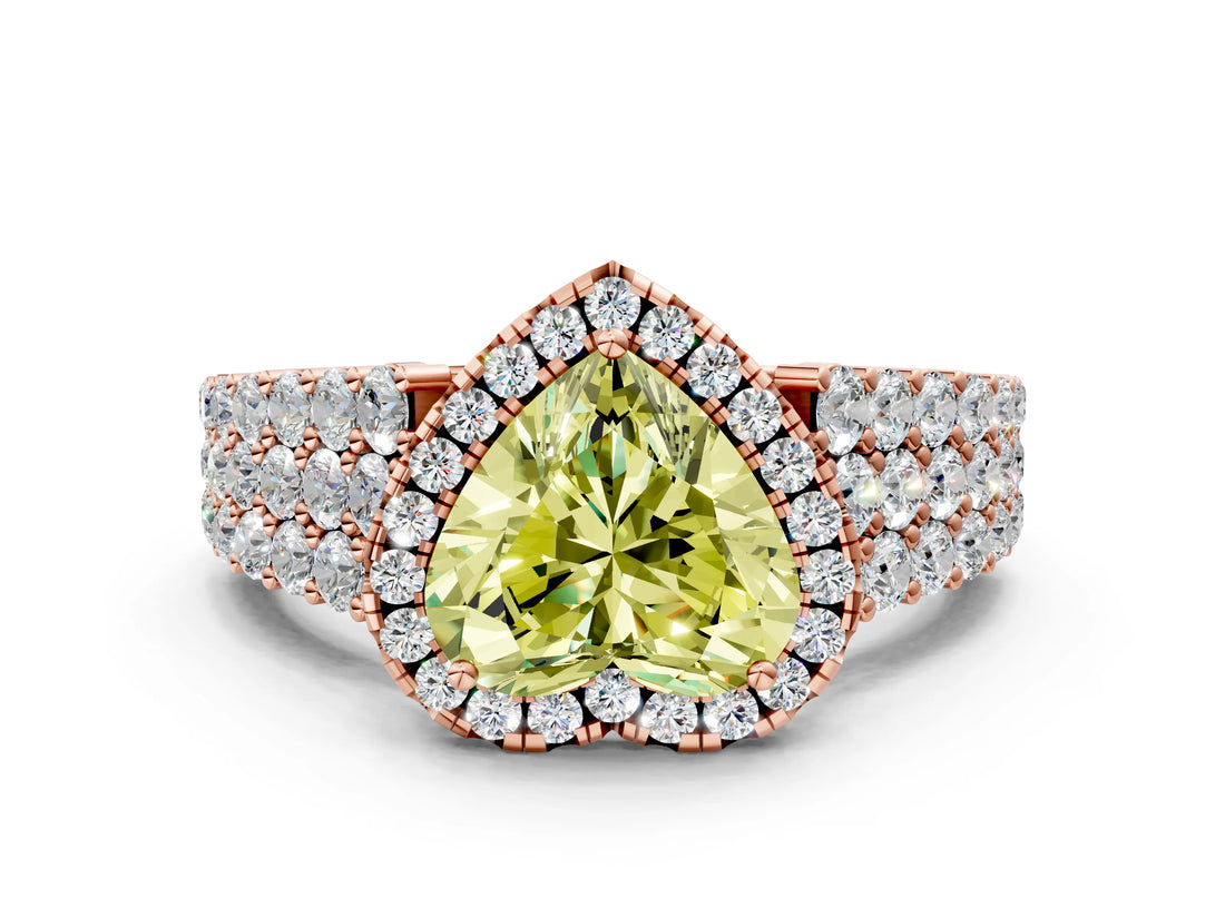 Rose gold Fancy Yellow Heart Cut Halo Pavé Diamond Engagement Ring with Split Shank and Four-Prong Setting_3