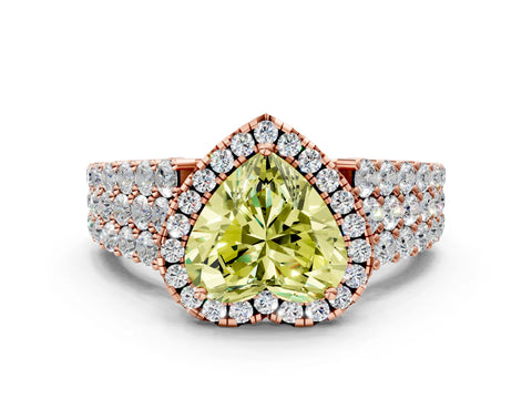 Rose gold Fancy Yellow Heart Cut Halo Pavé Diamond Engagement Ring with Split Shank and Four-Prong Setting_3