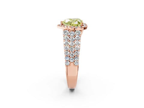 Rose gold Fancy Yellow Heart Cut Halo Pavé Diamond Engagement Ring with Split Shank and Four-Prong Setting_5
