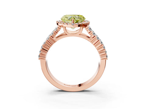 Rose gold Fancy Yellow Heart Cut Halo Pavé Diamond Engagement Ring with Split Shank and Four-Prong Setting_6