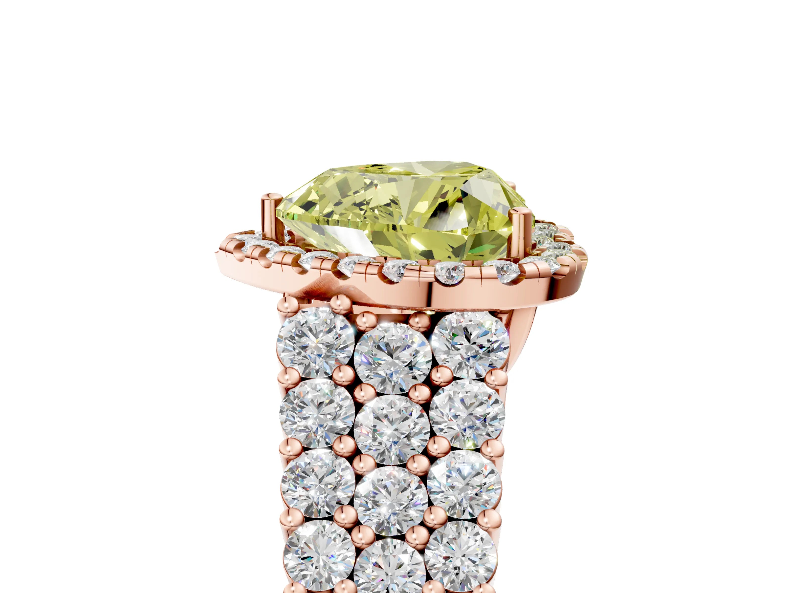 Rose gold Fancy Yellow Heart Cut Halo Pavé Diamond Engagement Ring with Split Shank and Four-Prong Setting_8