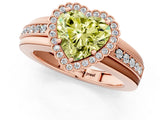 Rose gold Fancy Yellow Heart  Cut Halo Pave Band Four-Prong Ring_50