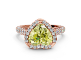 Rose gold Fancy Yellow Heart  Cut Halo Pave Band Four-Prong Setting Ring_20