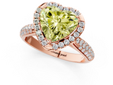 Rose gold Fancy Yellow Heart  Cut Halo Pave Band Four-Prong Setting Ring_21