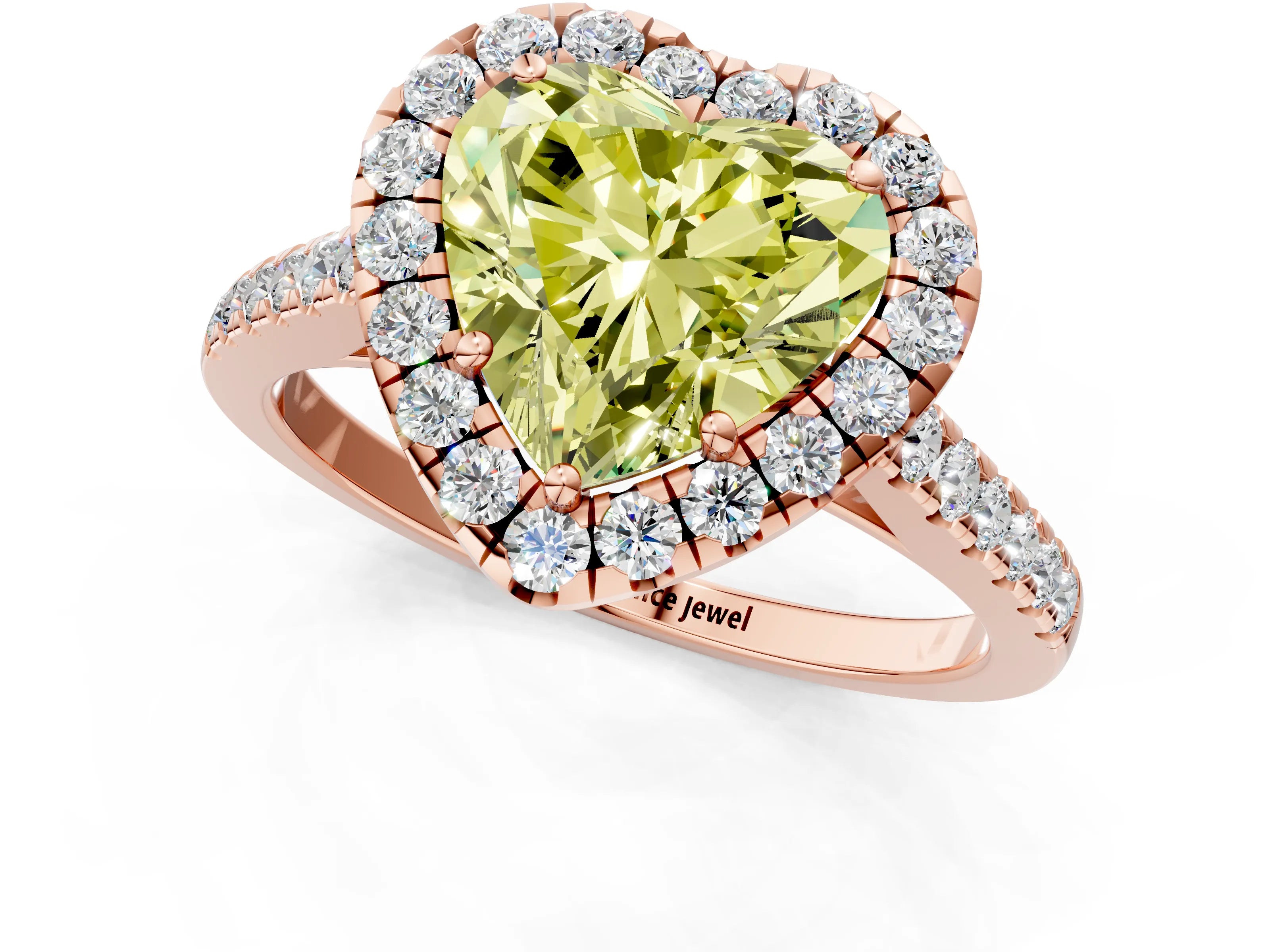 Rose gold Fancy Yellow Heart Cut Halo Pave Diamond Engagement Ring with Four-Prong Setting_1