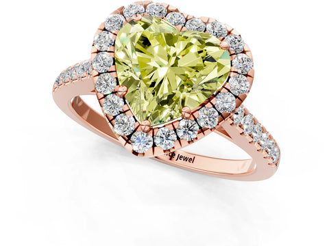 Rose gold Fancy Yellow Heart Cut Halo Pave Diamond Engagement Ring with Four-Prong Setting_1