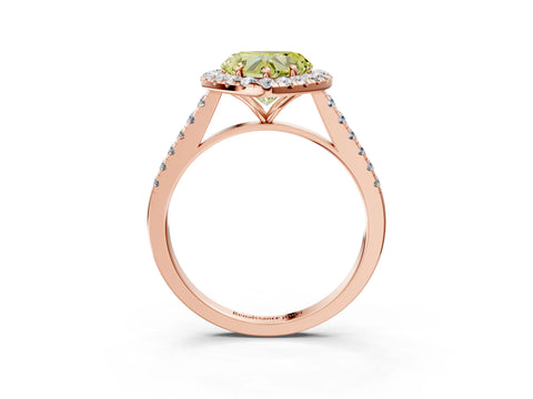 Rose gold Fancy Yellow Heart Cut Halo Pave Diamond Engagement Ring with Four-Prong Setting_3