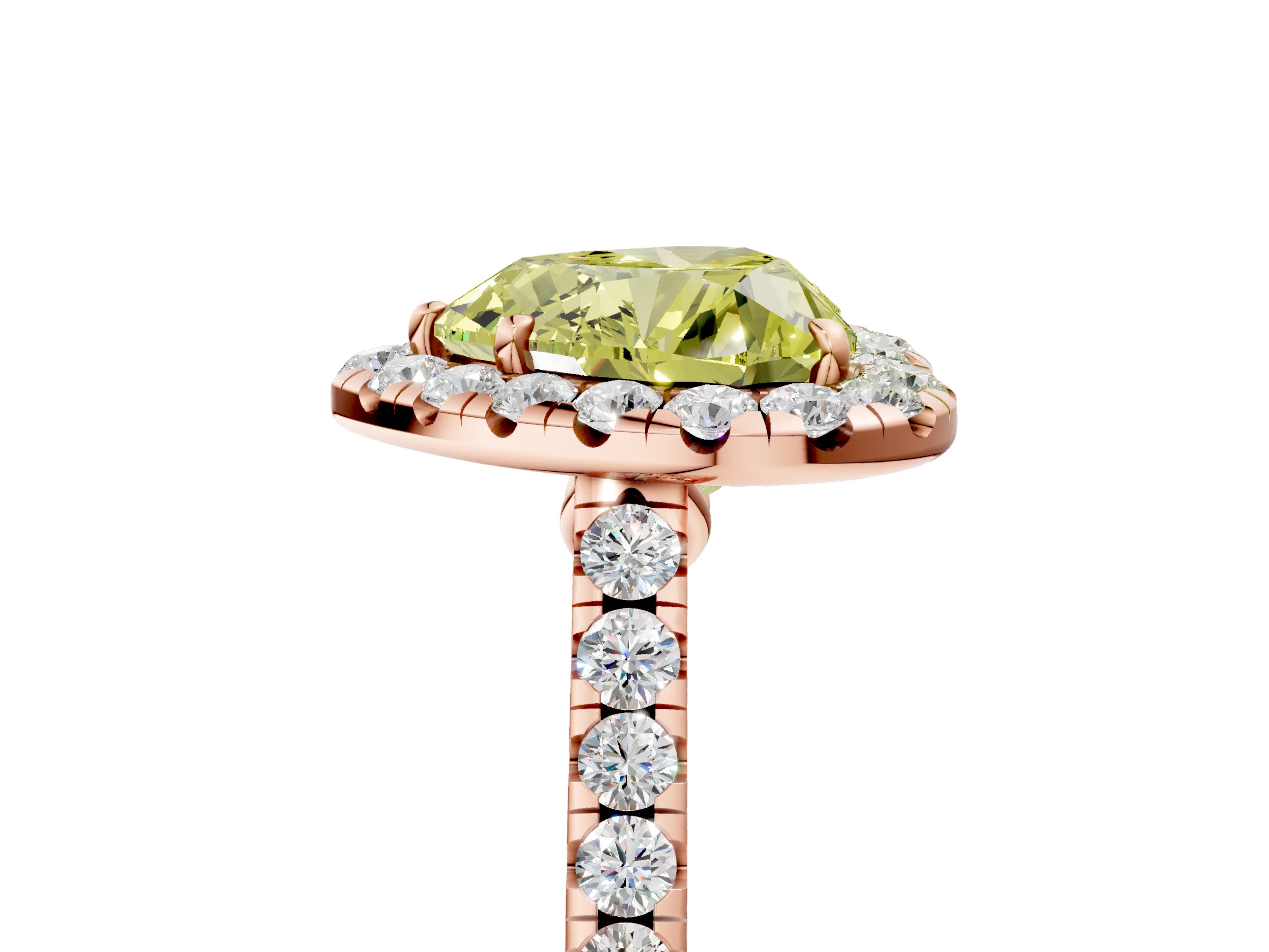 Rose gold Fancy Yellow Heart Cut Halo Pave Diamond Engagement Ring with Four-Prong Setting_5
