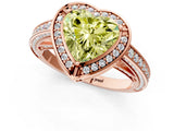 Rose gold Fancy Yellow Heart  Cut Halo Pave Split Shank Prong Setting Ring_53