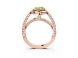 Rose gold Fancy Yellow Heart  Cut Halo Pave Split Shank Prong Setting Ring_55