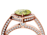 Rose gold Fancy Yellow Heart  Cut Halo Pave Split Shank Prong Setting Ring_56