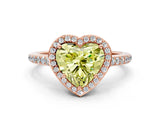 Rose gold Fancy Yellow Heart Cut Halo Round Diamond Pavé Band with Four-Prong Setting_3