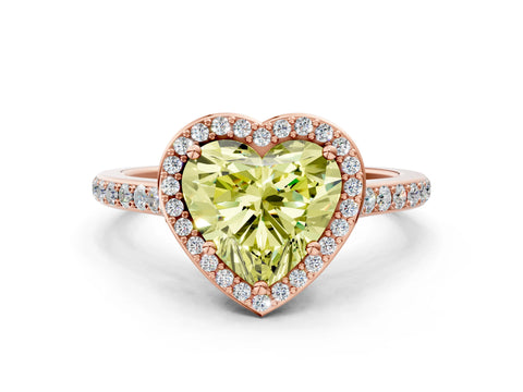 Rose gold Fancy Yellow Heart Cut Halo Round Diamond Pavé Band with Four-Prong Setting_3