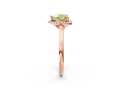 Rose gold Fancy Yellow Heart Cut Halo Round Diamond Solitaire Engagement Ring with Pave Band and Four-Prong Setting_14