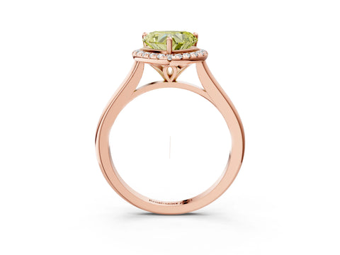 Rose gold Fancy Yellow Heart Cut Halo Round Diamond Solitaire Engagement Ring with Pave Band and Four-Prong Setting_15